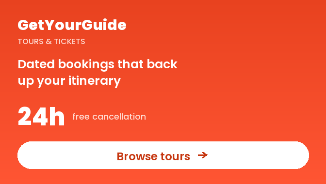 GetYourGuide dated tour and museum bookings with 24-hour free cancellation to evidence a Schengen visa itinerary